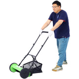 14-Inch 5-Blade Push Reel Lawn Mower with Grass Catcher, GREEN COLOR 66253221