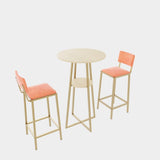 Bar table and chairs three piece set, gold frame, sponge made seat cushions and backrests, bar table W3064P245388