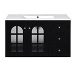 ZUN 36 Inch Floating Bathroom Vanity with Ceramic Sink, Wall Mounted Bathroom Cabinet with 3 Drawers & N710P198681B