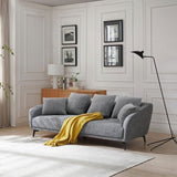 ZUN 3 Seater Sofa Couch, Modern Fabric Upholstered Sofa with Three Cushions, 2 Pillows, Dark Grey W876112687