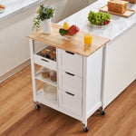 ZUN Rolling Portable Small Kitchen Island Cart on Wheels with Solid Wood Top, Dining Room Serving W2557P180169