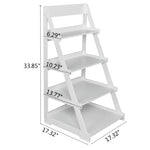 ZUN Wood Plastic 4-Tier Ladder Style Shelf Plant Stand White 01738694