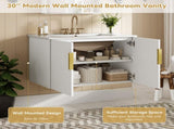 30" Vintage Bathroom with Ceramic Sink, with 3 Holes Single Ceramic Sink, Bathroom Storage N710P214100K