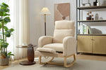 ZUN Modern Accent Rocking Chair Rocking Chair with Solid Wood Legs, Upholstered Nursery Glider Rocker, W2725P254694