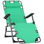 ZUN Tanning Chair, 2-in-1 Beach Lounge Chair & Camping Chair w/ Pillow & Pocket, Adjustable Chaise for W2225142464