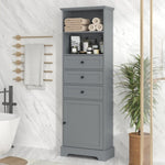 ZUN Gray Tall Storage Cabinet with 3 Drawers and Adjustable Shelves for Bathroom, Study, Office and 62014329