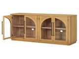TREXM 4-Door Large Storage Sideboard Buffet Cabinet with Glass Doors, Arched Cabinet with Adjustable N715P290642E