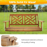 ZUN Acacia Wood Patio Porch Swing for Courtyard & Garden, Heavy Duty Swing Chair Bench with Hanging 35659650