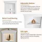 83.4"Tall Modern Corner Shelf,5 Tier Corner Bookcase with LED Light, Storage Standing Shelf Unit, N751P191709K