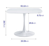 42.1"WHITE Table Mid-century Dining Table for 4-6 people With Round Mdf Table Top, Pedestal Dining W234119835