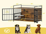 Furniture Style Large Dog Crate with 360&deg & Adjustable Raised Feeder for Dogs 48" T3210P294078
