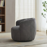 34.25 "Wide Upholstered Corduroy 360&deg Swivel Barrel Soft Accent Chair with Pillow, Circular Reading W3118P253972