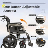 Foldable lightweight wheelchair. Equipped with double hand brakes. Adult wheelchair. Weighs only 27 W3121P297511