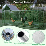 ZUN 10x3FT Metal Chicken Coop Run Backyard Hen House Poultry Habitat Cage w/Cover W2505P151984