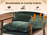 Cloud Shaped Indoor Leisure with Solid Wood Armrest & Solid Wood Frame, Chenille Fabric Accent 12027866