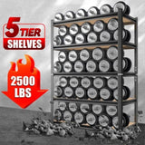 5 Tier Storage Rack, Adjustable Height Shelving, Warehouse Supermarket Basement Storage, Black 10889298