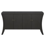 Refined Industrial 4-Door Credenza with Wooden Arc Legs & Bronze Clasps Advanced Storage Design, W1445P256466