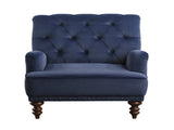 Luxurious Room Accent Chair 1pc Blue Velvet Upholstered Button Tufted Nailhead Trim Modern B011126019