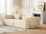 72.4 inch convertible sofa bed, corduroy fabric sofa with two side storage pockets and two cushions, W3505P355570