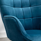 Leiria Contemporary Silky Velvet Tufted Accent Chair with Ottoman, Blue T2574P164272