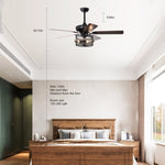 ZUN 52 Inch Farmhouse Ceiling Fan with Remote,3-Lights Ceiling Fan with Light Fixture W1592P162565