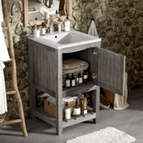 16" Bathroom Vanity Sink Combo for Small Space, Bathroom Sink Cabinet with Rectangular Ceramic N710P257402P