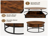 Lift-Top Coffee Table Round Center Table with Hidden Compartment Storage Shelf for Living Room, 94635553
