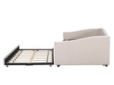 Upholstered Daybed Sofa Bed Twin Size With Trundle Bed and Wood Slat ,Beige 16042144