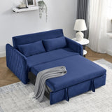 55" Modern Convertible Sofa Bed with 2 Detachable Arm Pockets, Velvet Loveseat Sofa with Pull Out W119363992