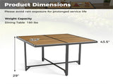 43.5" Square Acacia Wood Outdoor Table - Metal X-Frame, 4-Seater, NaturalBlack, 180lbs Capacity 52125442
