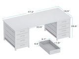 White Computer Desk with Drawers for Storage - 48 inch Home Office Desk with 8 Fabric Drawers, 66842300
