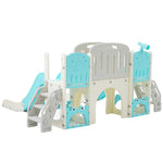 ZUN Kids Slide Playset Structure 8 in 1, Freestanding Ocean Themed Set with Slide, Arch N710P176322C