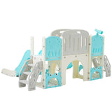 ZUN Kids Slide Playset Structure 8 in 1, Freestanding Ocean Themed Set with Slide, Arch N710P176322C