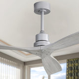 ZUN 52 Inch Indoor Ceiling Fan Without Light 3 Solid Wood Blades Remote Control Reversible DC Motor For W882P147263