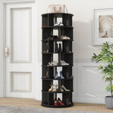 ZUN ON-TREND Φ23.6'' Rotating Shoe Rack Tower, 7-Tier Spinning Shoe Shelf with 5 Grids Per Layer, N721P180790B