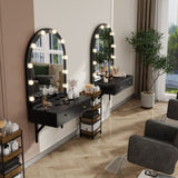 Floating Makeup Vanity Desk with Mirror & 3-Color Lights, Wall Dressing Table with Power Outlet, N844P263662B