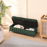 49.21"Wide Velvet Storage Soft Bench for Living Room, Entryway and Bedroom. Green W3118P272643