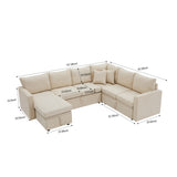 7 - Seater Sofa, Large U - Shaped Modular Sectional Sofa, Oversized Pull - Out Sleeper with Storage 93263958