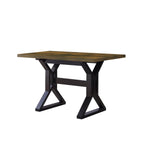 ZUN Mid-Century, Modern Dining Table with Metal Frame in Distressed Wood & Black B107130859