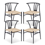 4PCS Weave Dining Chair, Mid-Century Modern Metal Rattan Chair for Kitchen Dining Living Room, 82470228