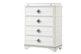 ZUN Laguna Modern Style 4-Drawer Chest Made with Wood, Hidden Jewlry Drawer and Crystal Accents in White B009P270826