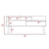 ZUN New Haven 2-Drawer 3-Shelf TV Stand Dark Walnut B06280178