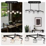 Matte Black Crystal Chandelier for Dining Room, 8-Light Kitchen Chandelier Light Fixture Modern W1592P231609