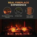 27" Electric Fireplace Insert, Retro Recessed Fireplace Heater with Realistic Log Flame, Remote 68101942