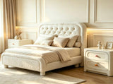 Twin Size Single Upholstered Platform Bed Frame with 46" Tufted Boucle Headboard, Wooden Slat 17376989