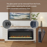 44 inch in wall recessed electric fireplace with remote and multi color flame & emberbed, LED light W1769P171421