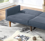 ZUN Modern Electric Look 1pc Convertible Sofa Couch Navy Color Linen Like Fabric Cushion Wooden Legs HS00F8506-ID-AHD