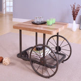 Oak and Antique Grey End Table with Shelf B062P209082