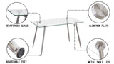 51 x 27.5 x 29.5 Inch ,Glass Dining Table, Modern Rectangular Table with Tempered Glass Tabletop & W2189P255608