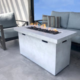 ZUN 25" H x 42" W Fiber Reinforced Concrete Propane Outdoor Fire Pit Table B120P203038